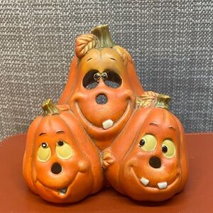 Charming Pumpkin Trio Home Accent tea light holder.